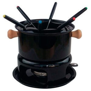 Kit Fondue Aço Inox 11 Peças Preto