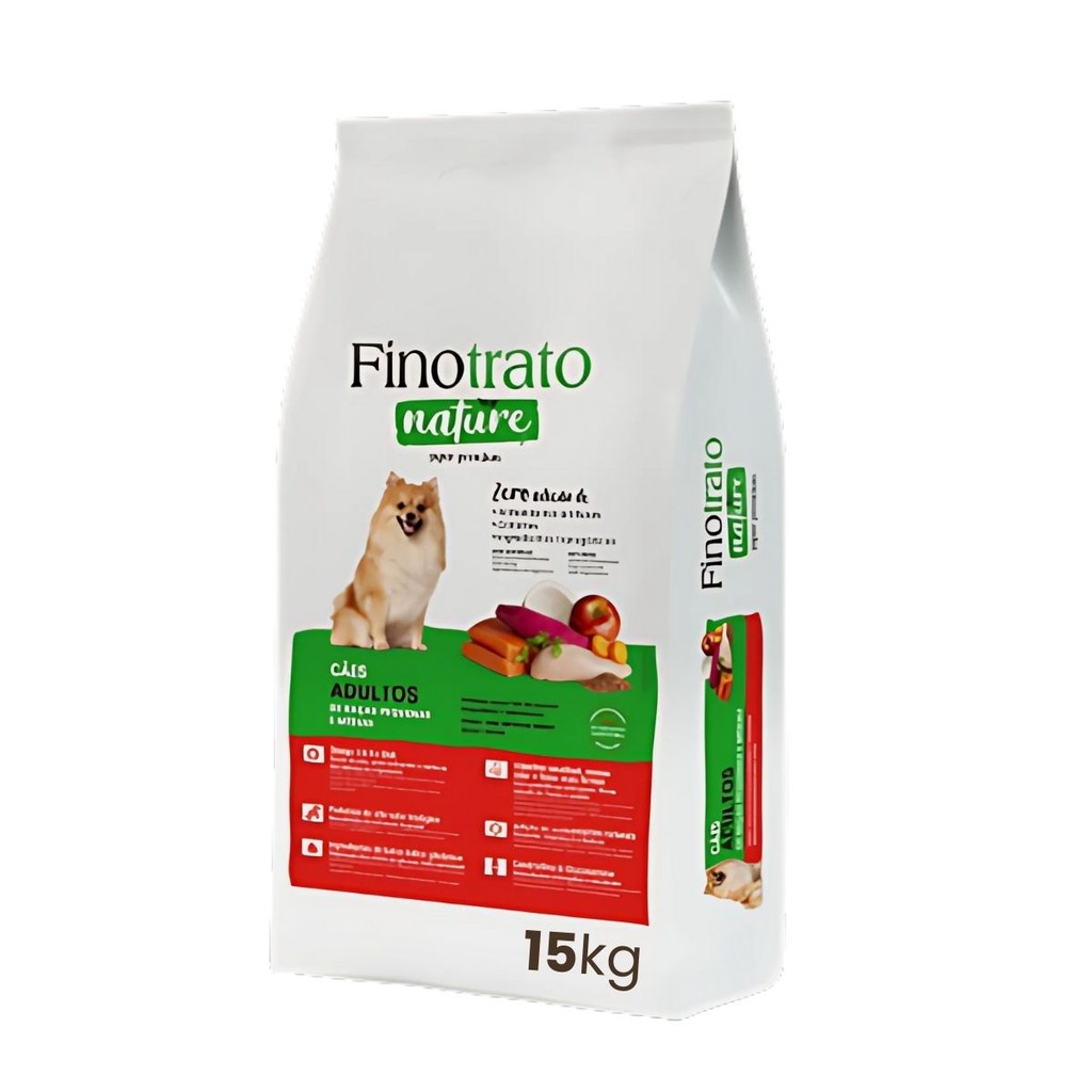 Ra??o Finotrato Nature Ra?as Pequenas M?dias 15kg 1 Ração Para Cães Adultos Finotrato Nature Raças Pequenas e Médias - 15Kg
