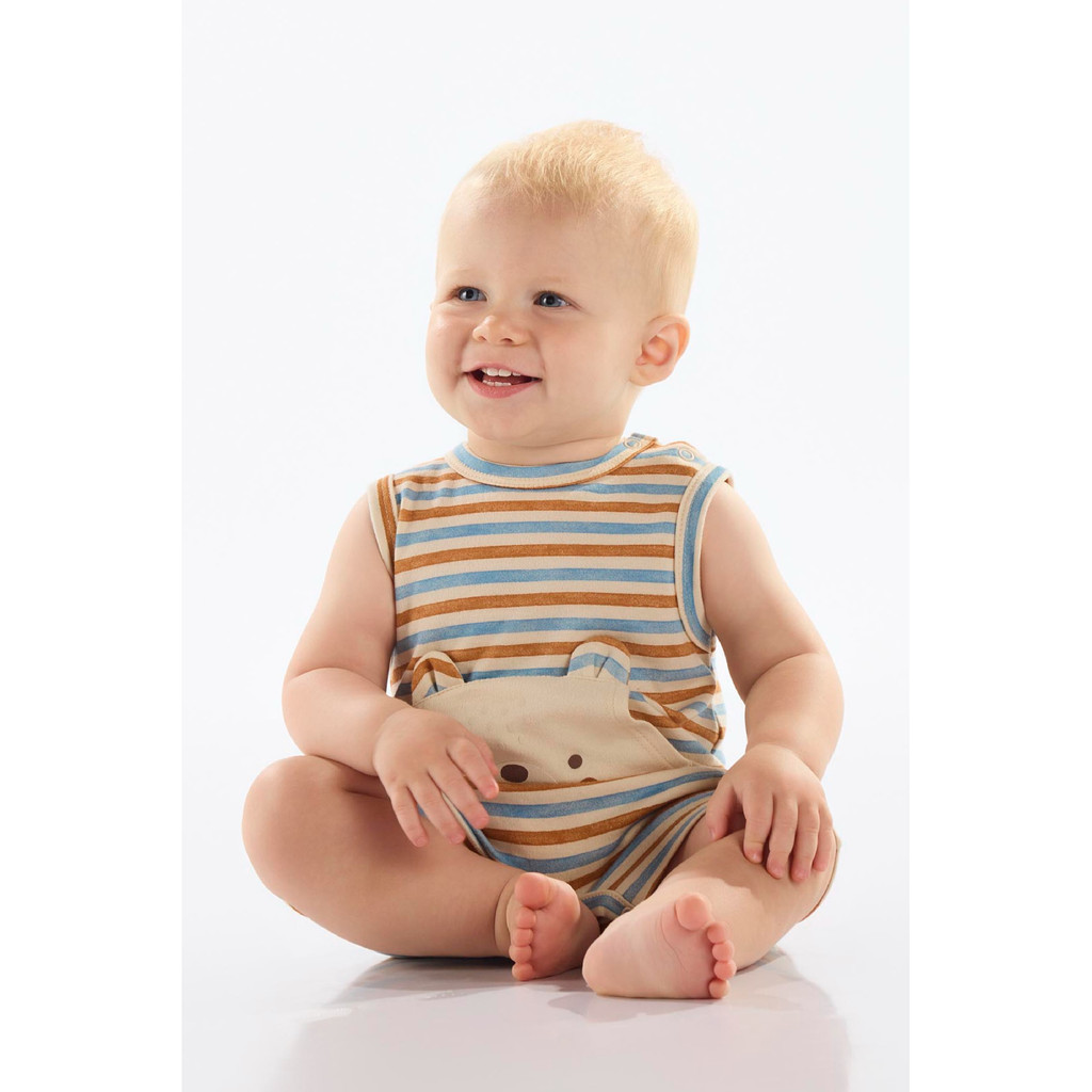 Macaquinho Listrado Beb? Menino Up Baby 1 Macaquinho Listrado Bebê Menino Up Baby