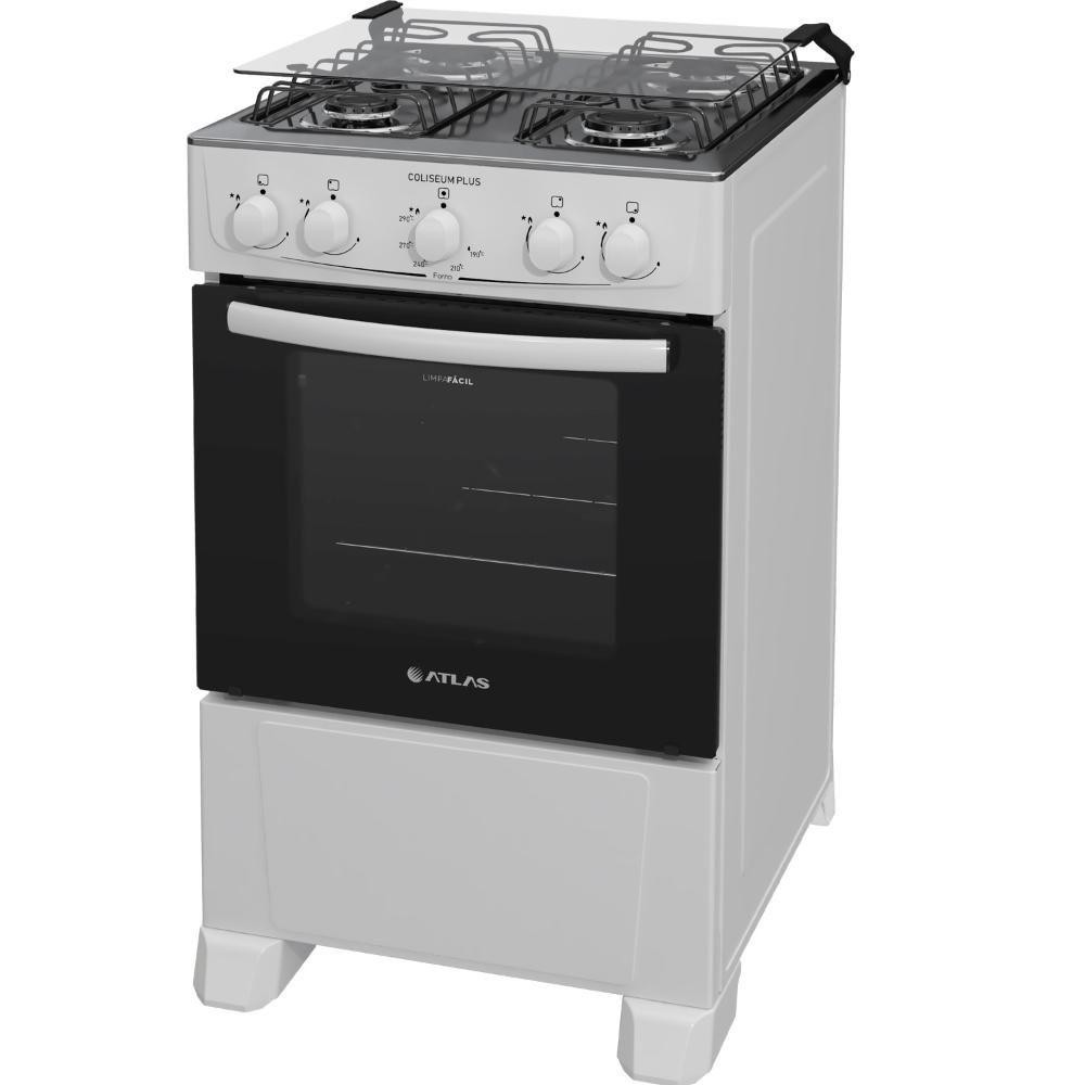 Fog?o 4 Bocas Atlas Branco com Forno 50L 1 Fogão 4 Bocas Atlas Branco com Forno 50L