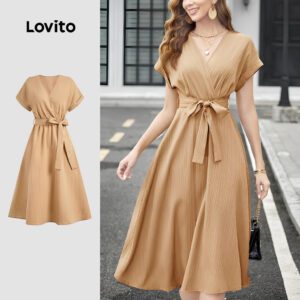 Vestido Casual Elegante Cáqui Feminino