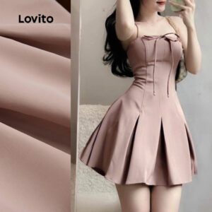 Vestido Elegante Plissado com Laço Frontal