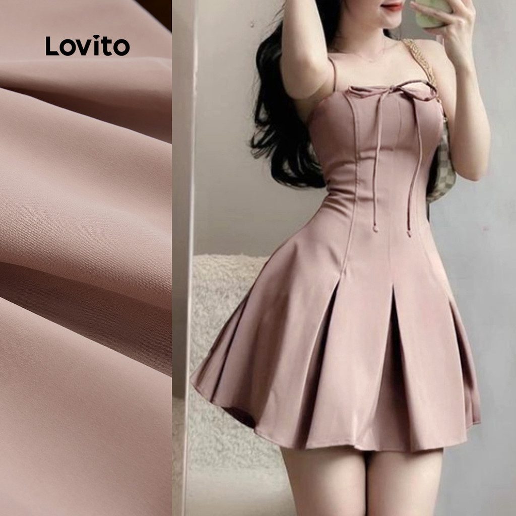 Vestido Elegante Plissado com La?o Frontal 1 Vestido Elegante Plissado com Laço Frontal