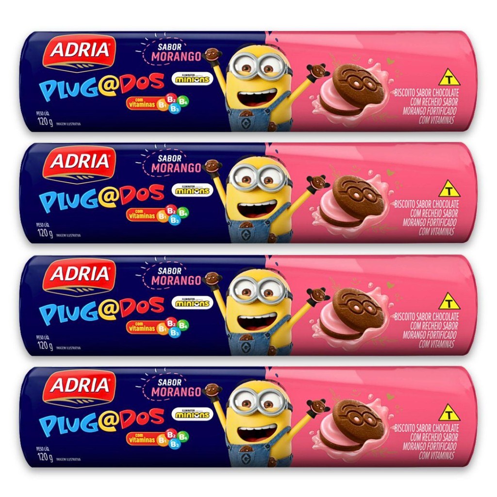 Biscoito Chocolate Minions 120g - Adria Plugados 1 Biscoito Chocolate Minions 120g - Adria Plugados