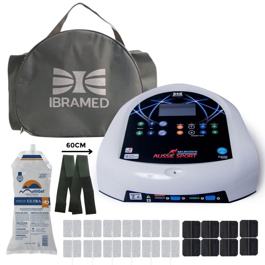 Neurodyn Aussie Sport - Eletroestimula??o neuromuscular 1 Neurodyn Aussie Sport Ibramed Kit Eletrodo Autocolantes Eletroestimulação