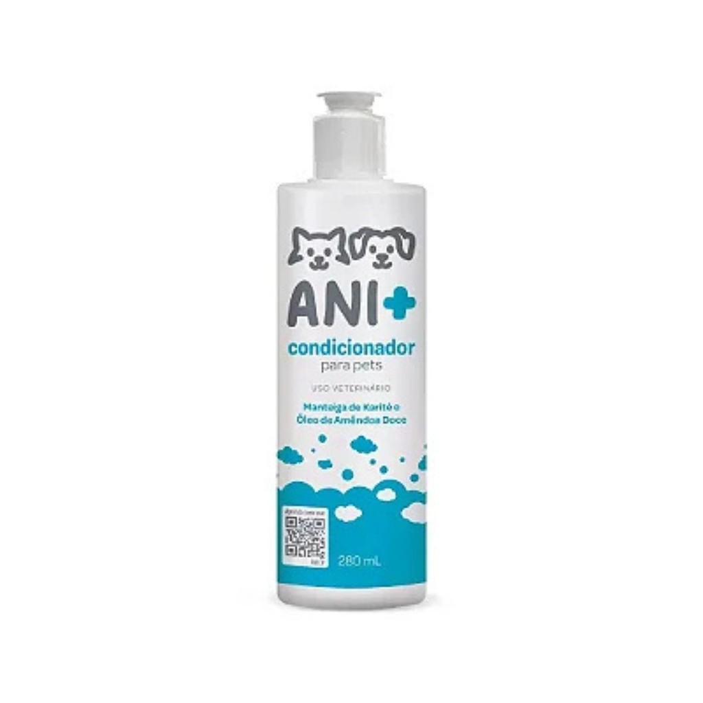 Condicionador Ani+ Pets 280ml - Pet Society 1 ANI+ Condicionador Para Banho Cães e Gatos 280ml Pet Society