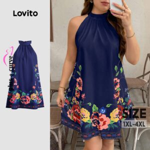 Vestido Elegante Azul Laço Floral Plus Size