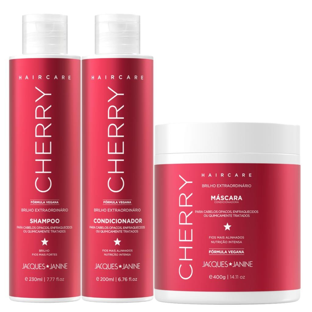 Kit Jacques Janine Cherry Cereja Hidrata??o 1 Kit Jacques Janine Hair Care Cherry Cereja Shampoo 230ml Condicionador 200ml Máscara Hidratação 400g