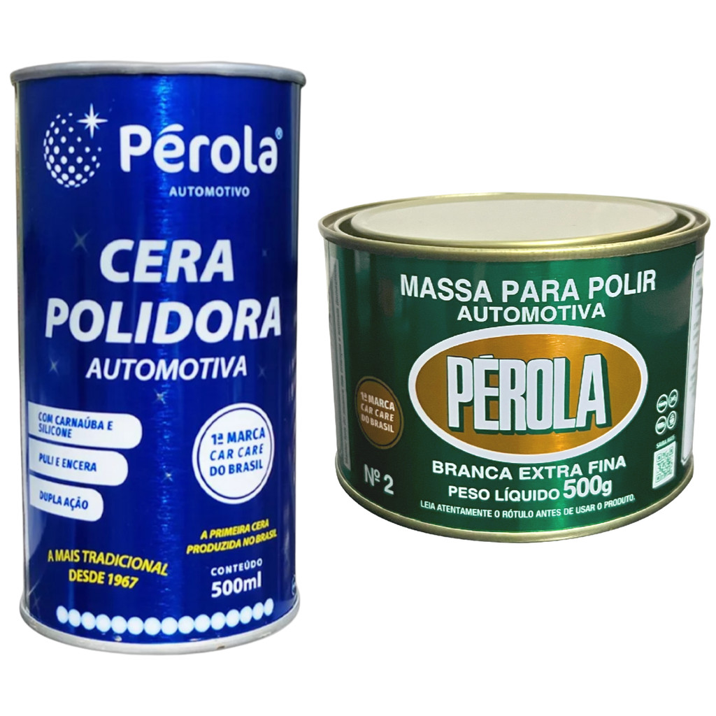 Kit Polimento Automotivo - Brilho e Prote??o 1 Kit Polimento Massa Polidora Nº2 Extra Fina 500g + Cera Líquida Pérola 500ml
