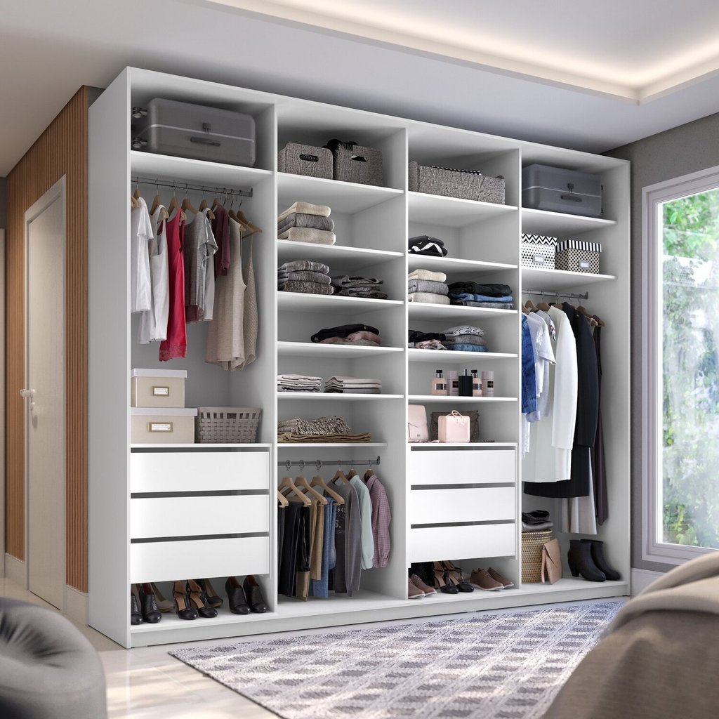 Closet Casal Sion 277cm 6 Gavetas MDF 1 Closet Casal 100% MDF BP 277cm 6 Gavetas Sion Branco