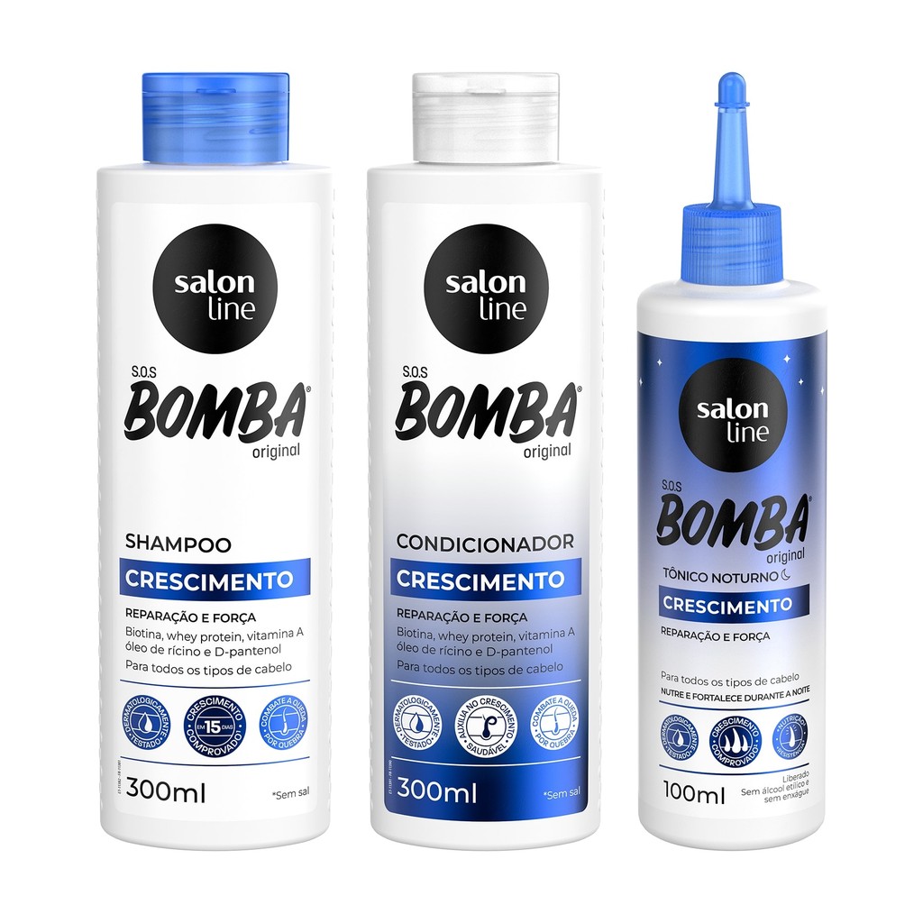 Kit Crescimento Capilar SOS Bomba - 15 Dias 1 Kit tratamento básico noturno de SOS Bomba Crescimento