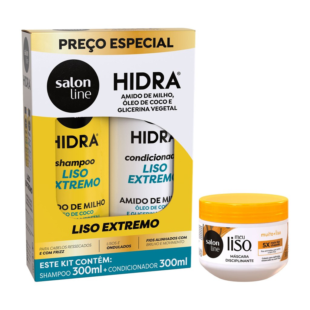 Kit Ondulado Hidra Liso e Meu Liso - Cabelo Liso e Saudável 1 Kit onduladas com Hidra e Meu Liso