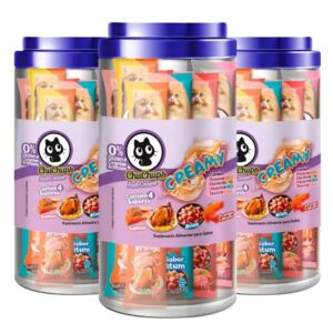 Kit 3 Petisco Para Gatos ChuChups Cream Pote Sortido com 24 Tubos