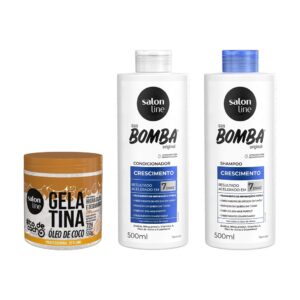 Kit Shampoo e Condicionador SOS Bomba Crescimento + Gelatina Óleo de Coco #todecacho