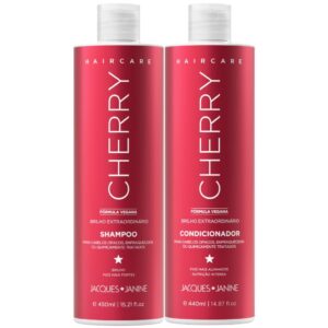 Kit Jacques Janine Hair Care Cherry Cereja Shampoo Sem Sal 450ml Condicionador Leave-in 440ml