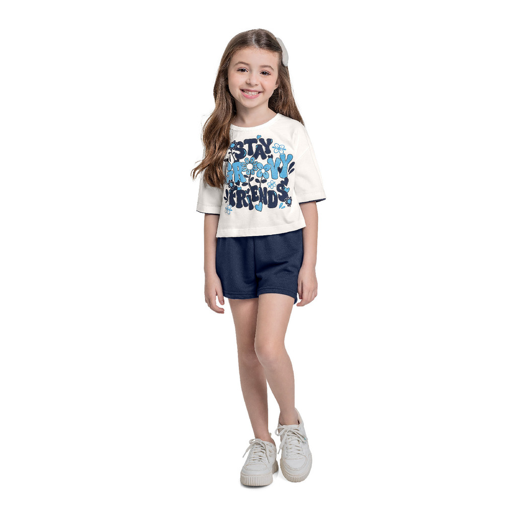 Conjunto Bebê Bee Loop Estampa Glitter 1 Conjunto Blusa e Short Menina Bee Loop