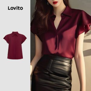 Blusa Elegante Babado Feminino Vinho Tinto