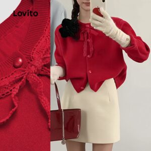 Cardigã Feminino com Cadarço Vermelho
