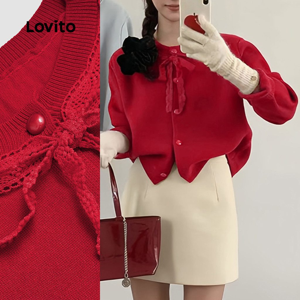 Cardig? Feminino com Cadar?o Vermelho 1 Cardigã Feminino com Cadarço Vermelho