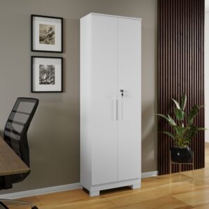 Armário Multiuso 2 Portas Chave MDF Prisma Branco