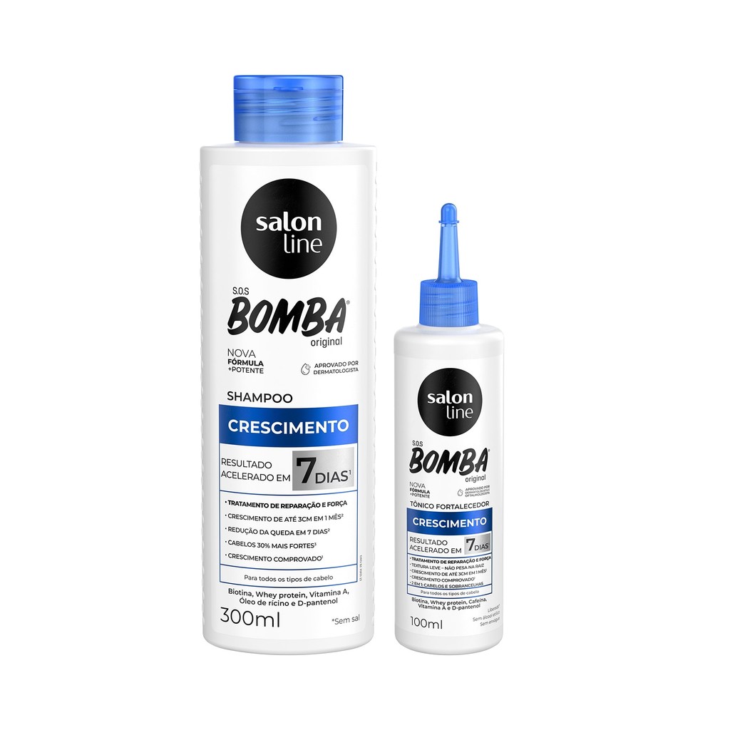 Kit Crescimento Salon Line SOS Bomba 1 Kit Crescimento SOS Bomba Original Shampoo 300ml e Tônico Salon Line