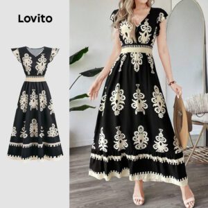 Vestido Boho Floral Estampado Preto e Branco