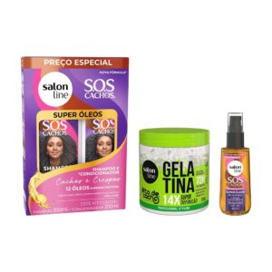 Kit SOS Cachos Shampoo + Condicionador e Óleo + Gelatina Super Definição