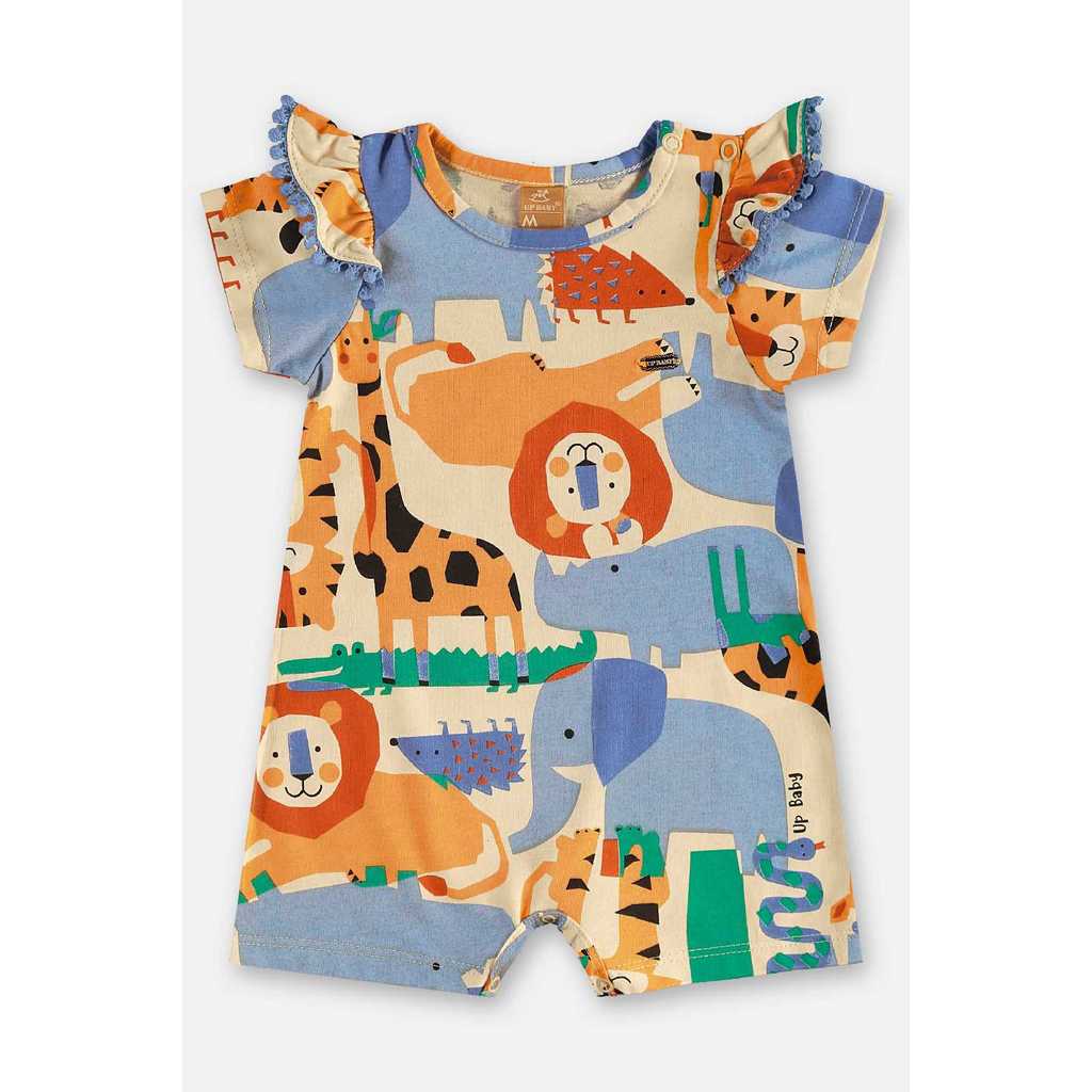 Macaquinho Bichinhos para Bebê Menina Up Baby 1 Macaquinho Bichinhos para Bebê Menina Up Baby