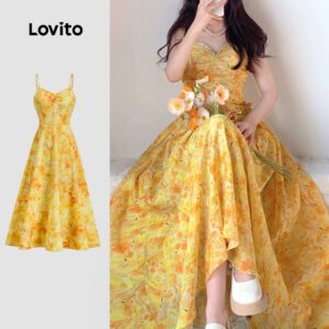 Vestido Casual Estruturado Amarelo Plissado