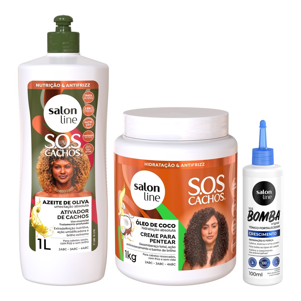 Kit Cachos Salon Line: Hidrata??o e Crescimento 1 Kit Cachos Salon Line: Hidratação e Crescimento