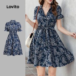 Vestido Casual Floral Botões Primavera/Verão