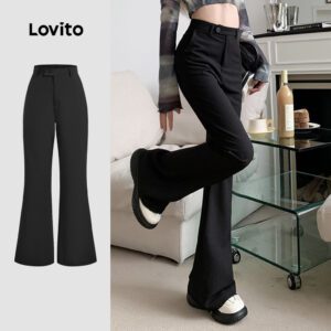 Calça Casual Feminina Botão Preta