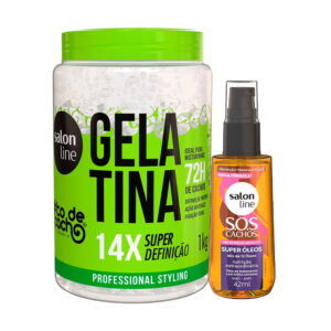 Kit Salon Line Gelatina Super Definição 1Kg + Óleo Capilar Super Óleos 42ml