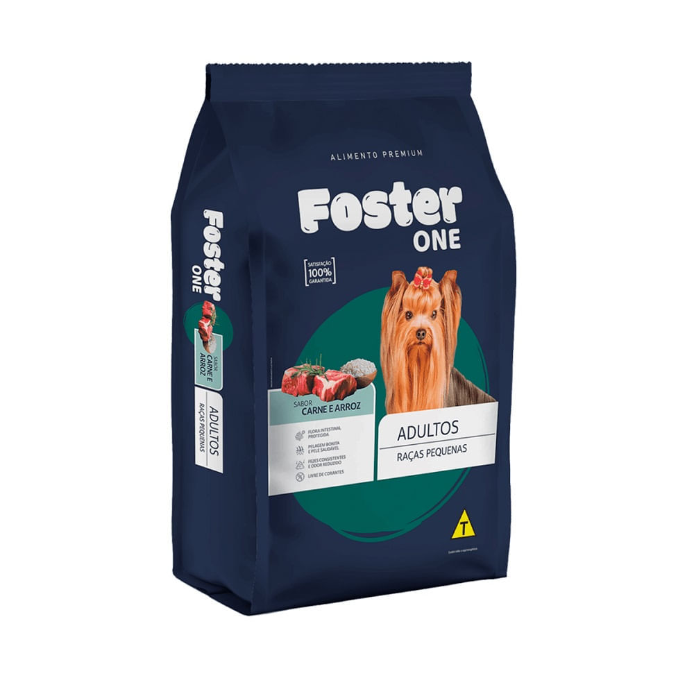 Ra??o Foster Adultos Ra?as Pequenas 1kg Carne Arroz 1 Ração Foster One Adultos Raças Pequenas Carne e Arroz 1kg