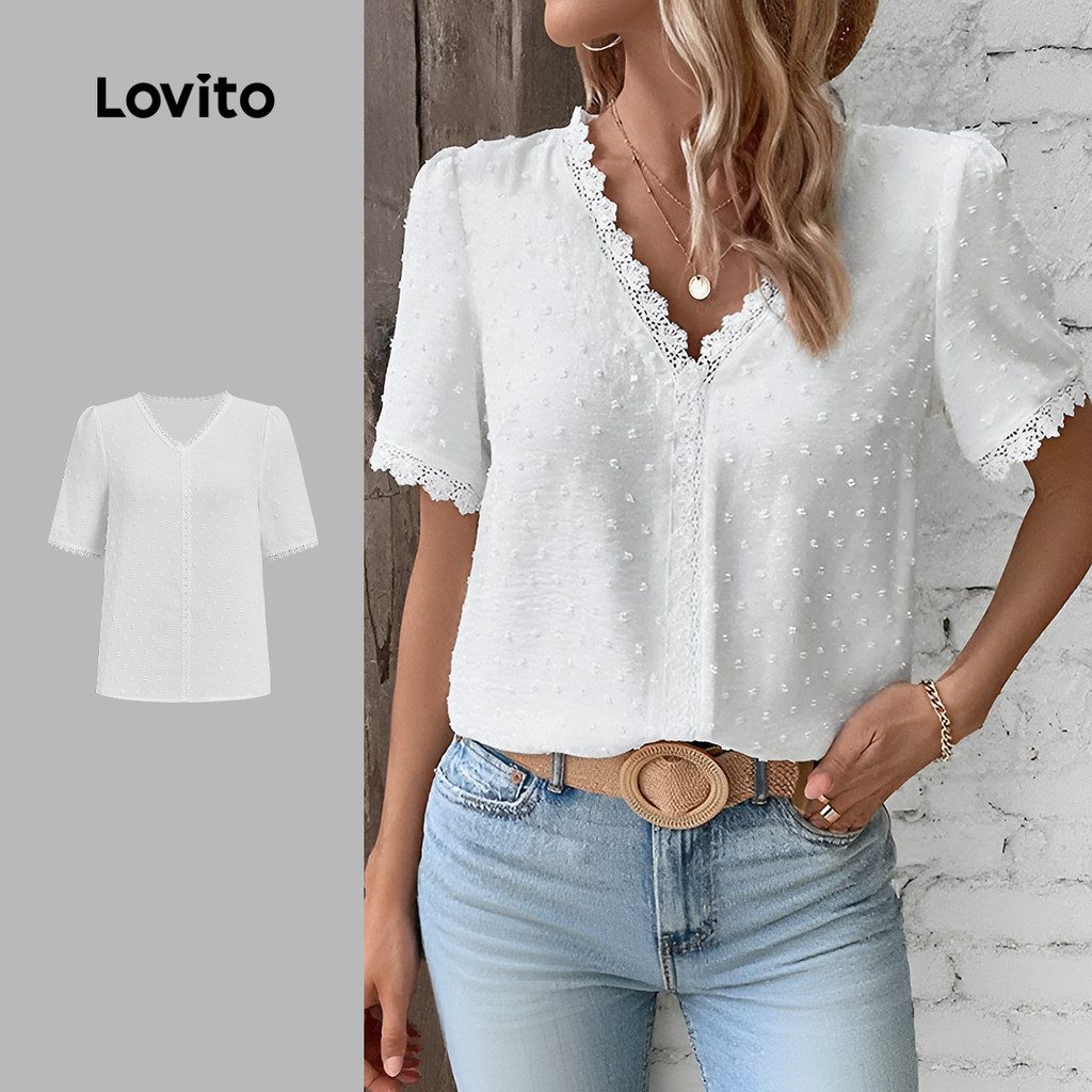 Blusa Casual de Renda Branca 1 Blusa Casual de Renda Branca