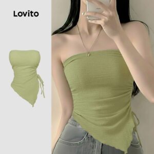 Top Plissado Verde Claro Feminino Casual