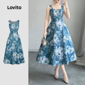 Vestido Casual Floral Azul Primavera/Verão