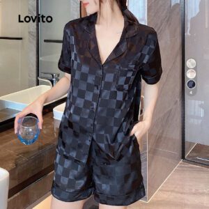 Conjunto Pijama Seda Xadrez Feminino