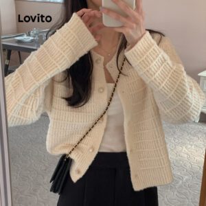 Cardigan Feminino Branco Lã Outono Inverno