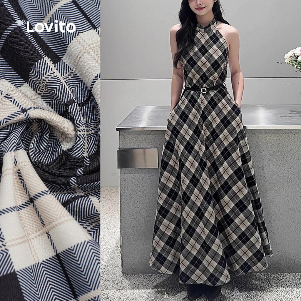Vestido Casual Xadrez Ombro Frio 1 Vestido Casual Xadrez Ombro Frio