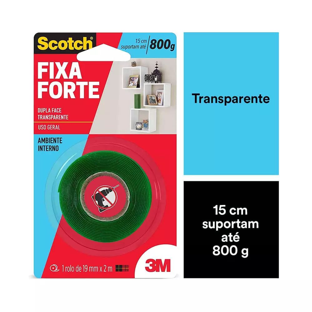 Fita Adesiva Dupla Face Scotch 3M 2m 1 Fita Adesiva Dupla Face Scotch 3M 2m