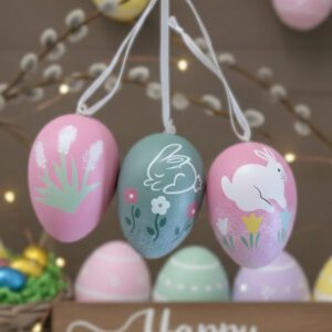 Ovo de Páscoa Decorativo Rosa e Verde - 9unidades