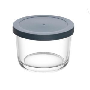 Pote Vidro 200ml Tampa PP Cinza Lyor