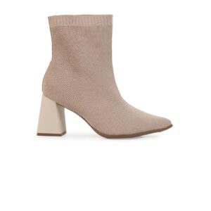 Bota Knit Bebecê Com Salto Geométrico