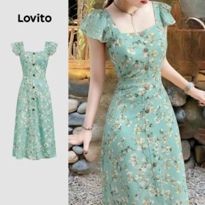 Vestido Boho Floral Verde Verão