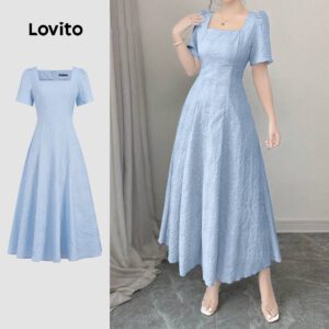 Vestido Elegante Liso com Zíper Traseiro