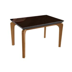 Mesa para Cozinha Londrina + Tampo Madeirado Vidro Reto 120x80cm Grafite/Imbuia - Rufato