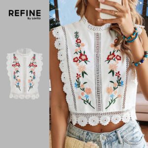 Top Boho Renda Floral com Zíper - Primavera/Verão