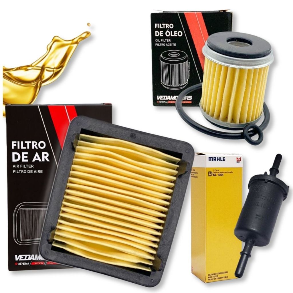 Kit Filtros Moto 250cc - Yamaha, Lander, Tenere 1 Kit de Filtros Lander 250 2016-2026 (Filtro de Ar + Filtro de Óleo + Filtro de Combustível)