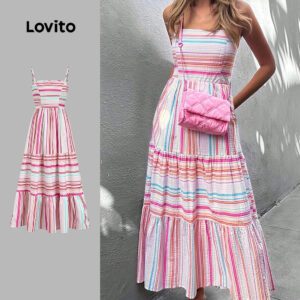 Vestido Boho Listrado Estilo Resort Feminino